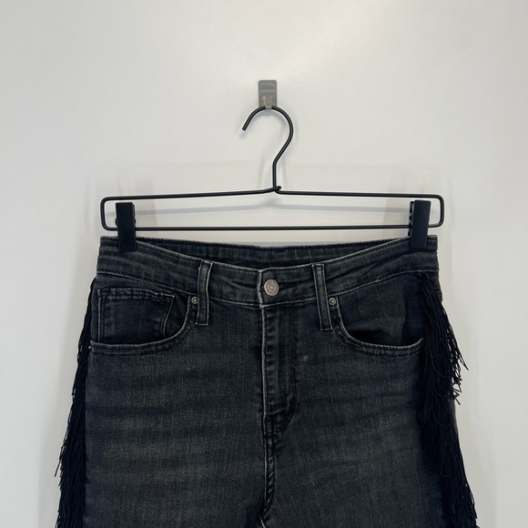 Levi’s 721 High Rise Fringe Trim Ankle Skinny Jeans In Washed Black - Picture 1 of 12
